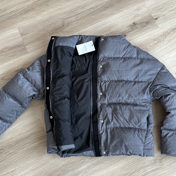 Theory Glen PLAID High Neck DOWN Jacket PUFFER Women small Grey Multi - Picture 4 of 4